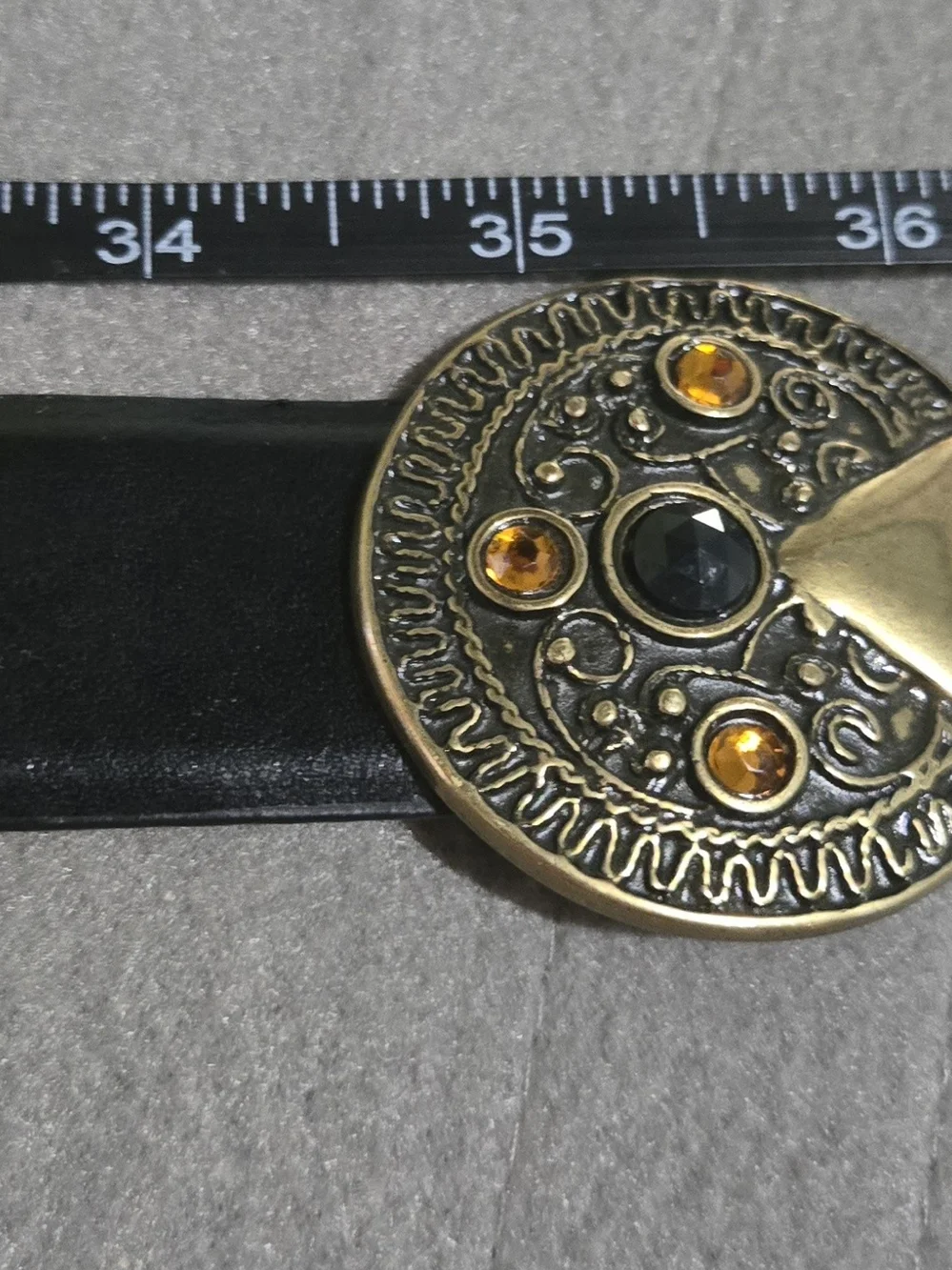 Genuine Leather Black Western Boho Statement Belt Ornate Buckle